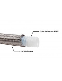 Przewód teflonowy PTFE w oplocie stalowym karbowany AN10 16mm