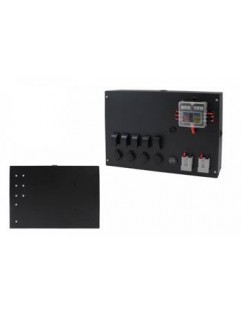 Panel przełączników Box ALU, ON-OFFx5, 3xGZ, USB 3.1A, 1x Voltomierz 6 Bezpieczników IP68