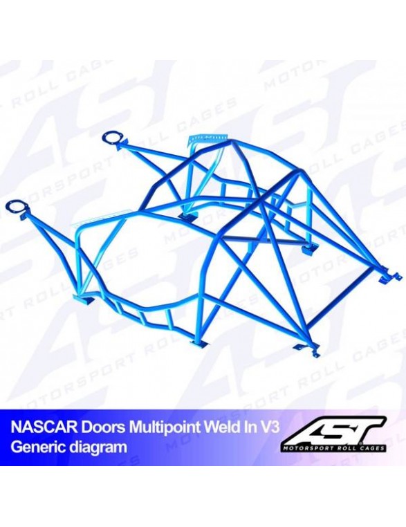 Klatka bezpieczeństwa BMW (E46) 3-Series 4-drzwiowa Sedan RWD wielopunktowo spawana w V3 NASCAR-door