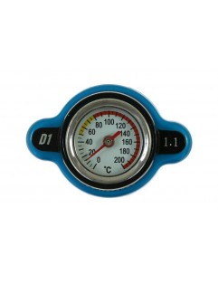 Kølerdæksel med termometer D1Spec 28mm 1.1Bar Blue