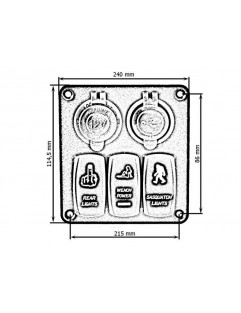 Panel przełączników 12/24V ON-OFFx3, 1xZ, 2xUSB 3,1A, 2xB 15A IP68