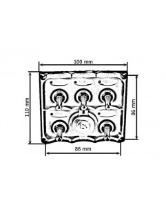 Kopplingspanel 12V SPST / ON-OFFx5, 1xGZ, 3B 15A IP68