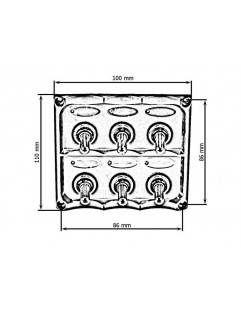 Switch panel 12V SPST / ON-OFFx6, 3B 15A IP68