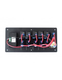 ALU-switchpanel, ON-OFFx5, 1xZ, BA 3x5A 2x10A 1x15A IP68