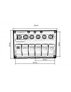 Switches 12 / 24V IP68 ON-OFFx6, 6xB 3x5A 2x10A 1x15A