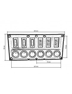 Afbrydere 12 / 24V IP68 ON-OFFx6, 6xB 3x5A 2x10A 1x15A, LED IP68