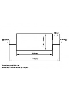 Tłumik Środkowy 70mm TurboWorks LT 409SS 355mm