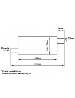 Tłumik Środkowy 57mm TurboWorks LT 409SS 355mm