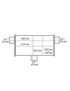 Bakre ljuddämpare 63,5 mm TurboWorks LT 304SS