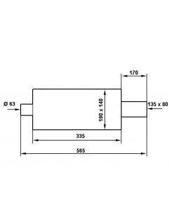 TurboWorks End Ljuddämpare 80x135mm, 63,5mm ingång