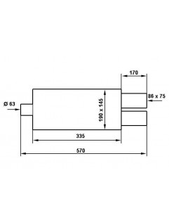 TurboWorks End Muffler 2x76x86mm, input 63.5mm