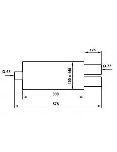 TurboWorks End Ljuddämpare 2x76mm, ingång 63,5mm