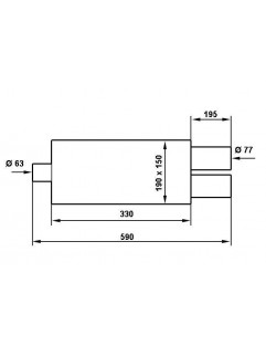 TurboWorks End Ljuddämpare 2x76mm, ingång 63,5mm