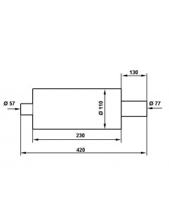 TurboWorks 76mm End Muffler, 57mm input