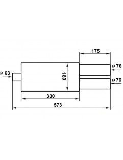 TurboWorks end lydpotte 2x76 mm, input 63,5 mm