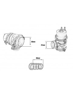 Ekstern Wastegate TurboWorks 60mm 1,6 bar V-bånd blå