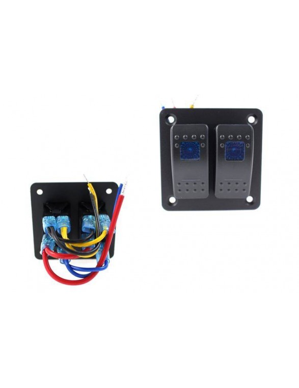 Switch panel Alu, ON / OFF x2 Blue