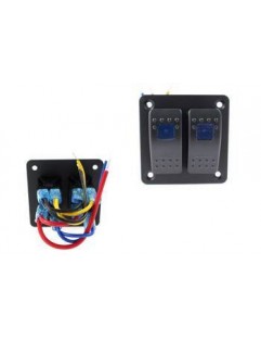 Switch panel Alu, ON / OFF x2 Blue