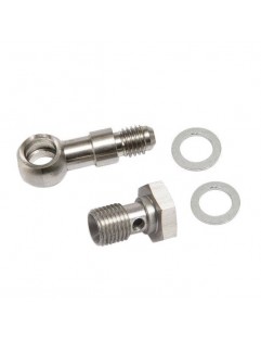 A set of banjo bolt M10x1.5 to AN4 with 1.8mm restrictor