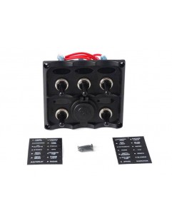 Kontaktpanel 12V SPST / ON-OFFx5, 1xGZ, 3B 15A IP68