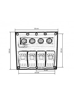 Switches 12 / 24V IP68 ON-OFFx4, 4xB 2x5A 1x10A 1x15A