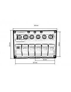 Switches 12 / 24V IP68 ON-OFFx6, 6xB 3x5A 2x10A 1x15A