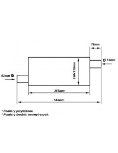 Tłumik Środkowy 63,5mm TurboWorks LT 304SS 355mm