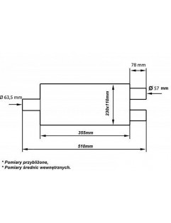 Tłumik Środkowy 63,5-57mm TurboWorks LT 409SS 355mm