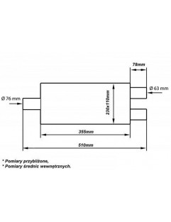 Tłumik Środkowy 76-63,5mmTurboWorks LT 409SS 355mm