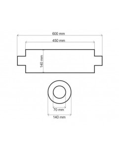 Midterste lyddæmper 70mm TurboWorks RS 409SS 450mm