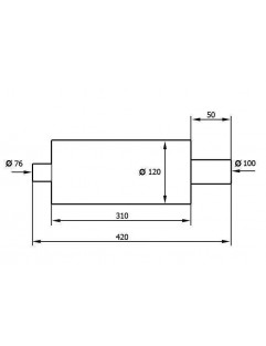 TurboWorks 100mm ende lyddæmper, 76mm indløb