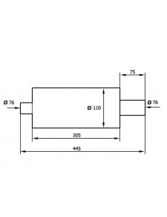 TurboWorks ende lyddæmper 76 mm indløb 76 mm