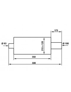 TurboWorks End Muffler 100mm, input 63.5mm