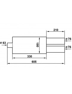 TurboWorks End Muffler 2x76mm, input 63,5mm