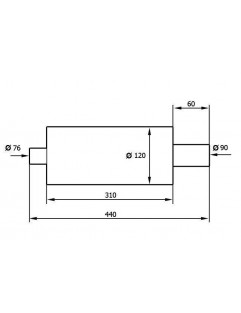 TurboWorks End Muffler 90mm inlet 76mm