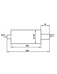 TurboWorks 70mm End Muffler, input 50mm