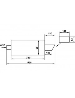 TurboWorks 76x148mm End Lyddæmper, 57mm input