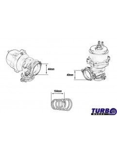 Ekstern Wastegate TurboWorks 44 mm 1.0 bar V-bånd sort