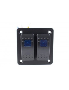 Switch panel Alu, ON / OFF x2 Blue