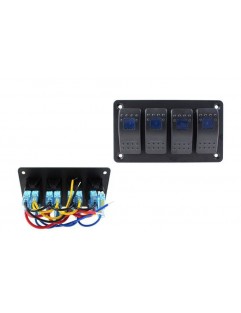 Switch panel Alu, ON / OFF x4 Blue