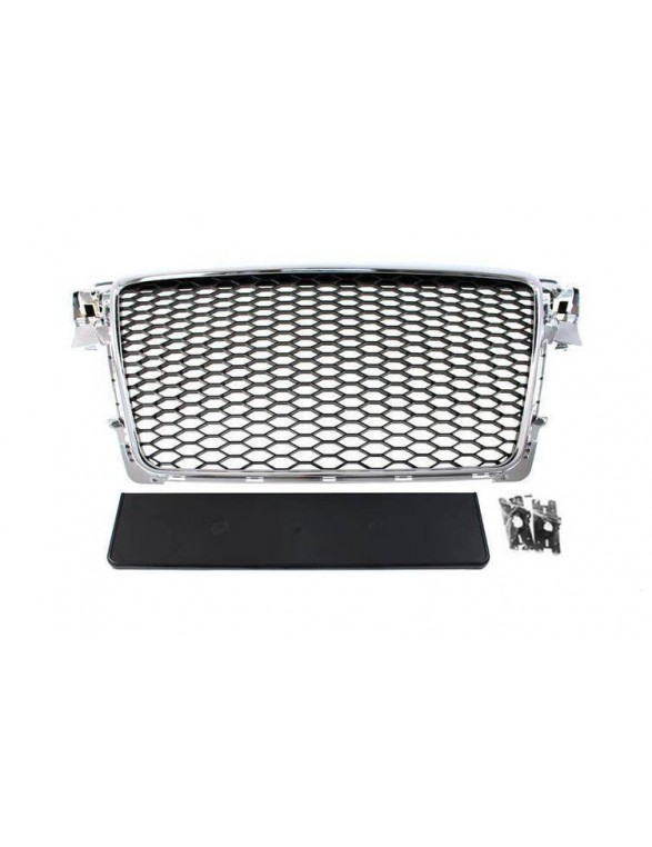 Grill Audi A4 B8 RS-stil krom-sort (08-12) PDC