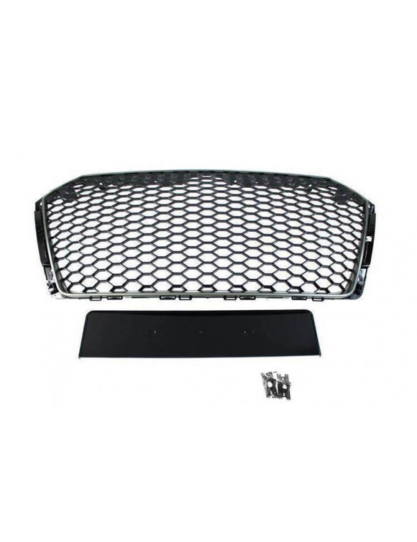 Grill Audi A4 B9 RS-stil satin sort (2016+) PDC