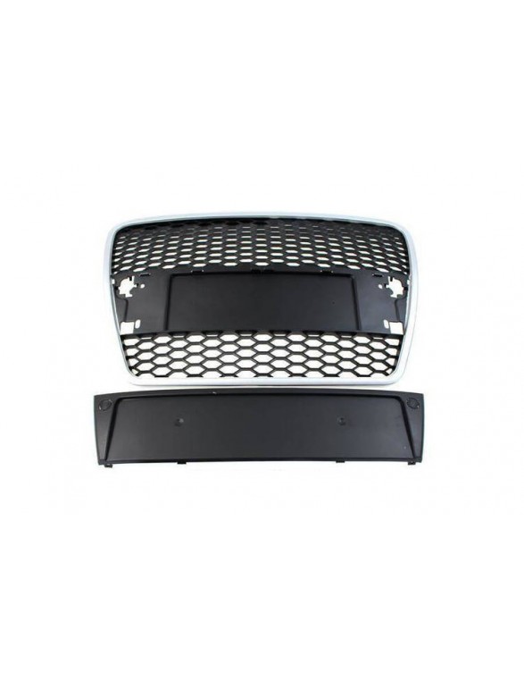 Grill Audi A6 C6 RS-stil sølv-sort (04-09)