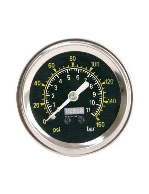 VIAIR 1/5 "black pressure gauge - BLACK FACE