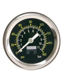 VIAIR 1/5 "black pressure gauge - BLACK FACE