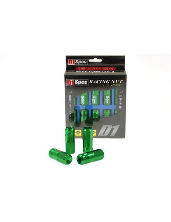 Muttrar M12x1.25 Alu 50mm D1Spec Replica Green Cone