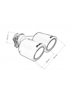 Double end of the silencer 89mm input 63,5mm slide