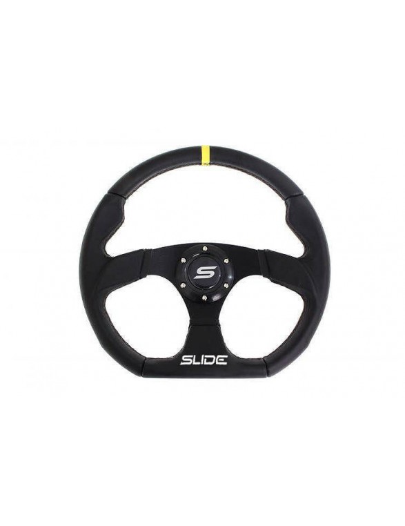 Steering wheel SLIDE 350mm Offset: 25mm Yellow leather