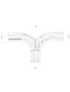 Exhaust tee 180 ° 70 / 70mm 304SS