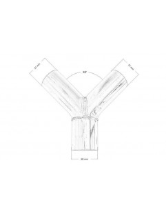 Exhaust tee 90 ° 51 / 60mm 304SS